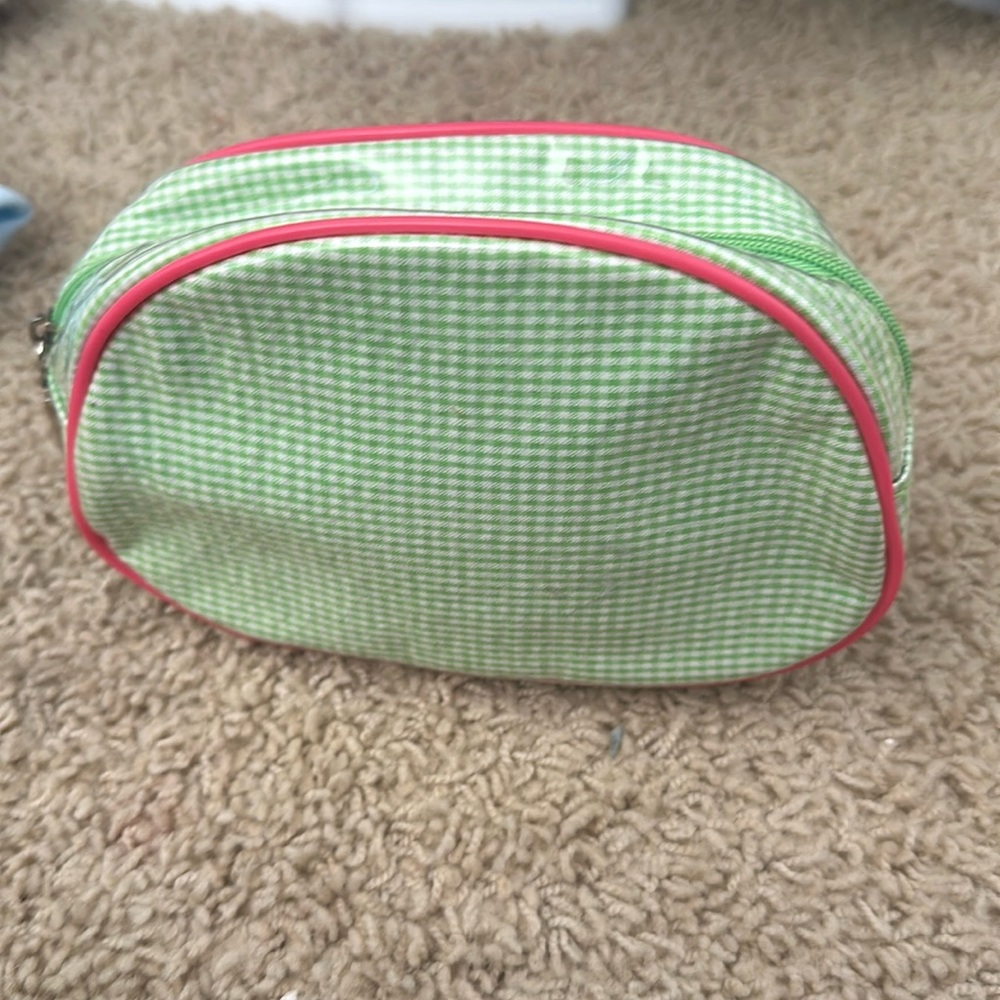 Green and pink small toiletry bag